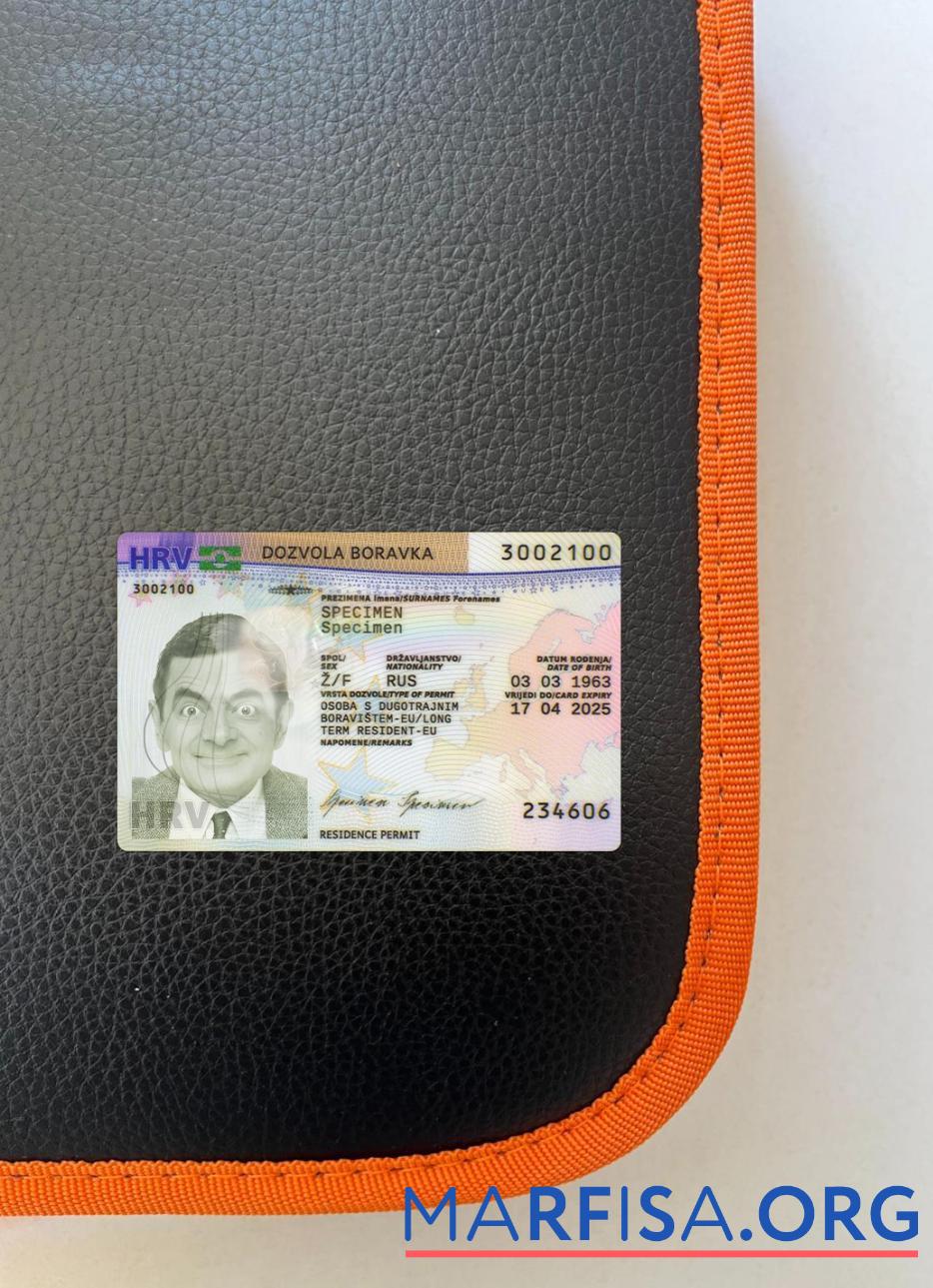 Blank Croatia residence permit photolook front example